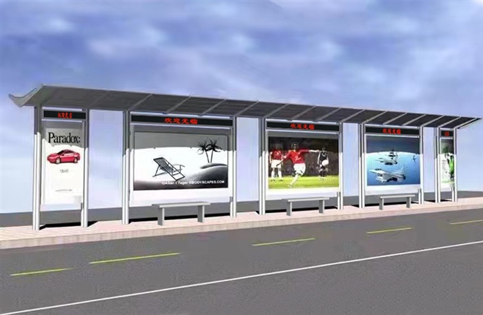 新型候车亭安装中